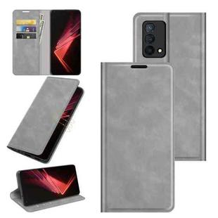 For OPPO K9 Retro-skin Business Magnetic Suction Leather Case with Holder & Card Slots & Wallet(Grey)