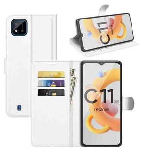 For OPPO Realme C11 2021 Litchi Texture Horizontal Flip Protective Case with Holder & Card Slots & Wallet(White)