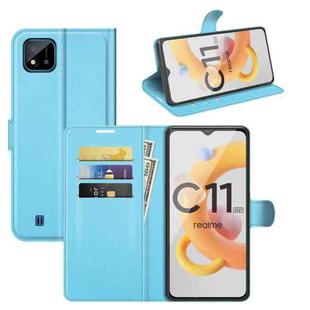For OPPO Realme C11 2021 Litchi Texture Horizontal Flip Protective Case with Holder & Card Slots & Wallet(Blue)
