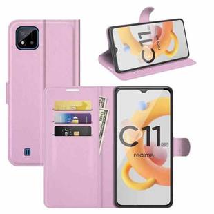 For OPPO Realme C11 2021 Litchi Texture Horizontal Flip Protective Case with Holder & Card Slots & Wallet(Pink)