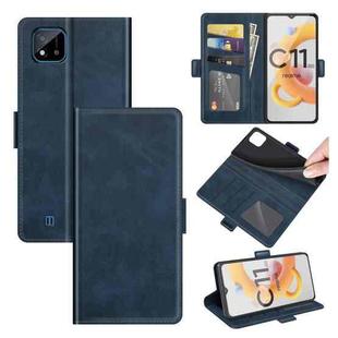 For OPPO Realme C11 2021 Dual-side Magnetic Buckle Horizontal Flip Leather Case with Holder & Card Slots & Wallet(Dark Blue)