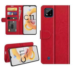 For OPPO Realme C11 2021 R64 Texture Single Horizontal Flip Protective Case with Holder & Card Slots & Wallet& Photo Frame(Red)