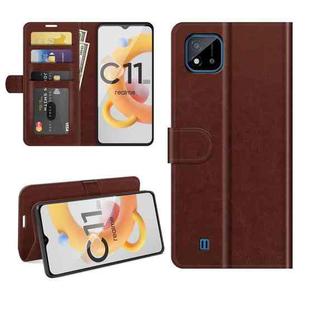 For OPPO Realme C11 2021 R64 Texture Single Horizontal Flip Protective Case with Holder & Card Slots & Wallet& Photo Frame(Brown)