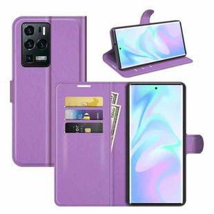 For ZTE Axon 30 Ultra 5G Litchi Texture Horizontal Flip Protective Case with Holder & Card Slots & Wallet(Purple)