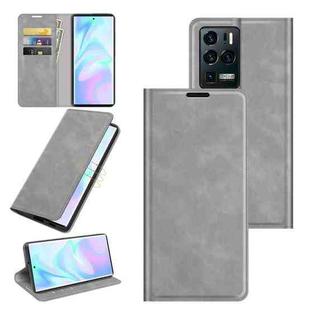 For ZTE Axon 30 Ultra 5G Ultra Retro-skin Business Magnetic Suction Leather Case with Holder & Card Slots & Wallet(Grey)