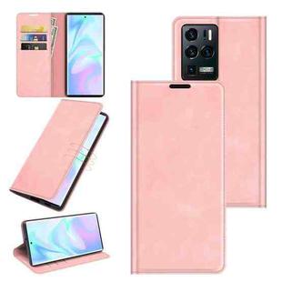 For ZTE Axon 30 Ultra 5G Ultra Retro-skin Business Magnetic Suction Leather Case with Holder & Card Slots & Wallet(Pink)