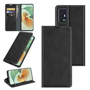 For ZTE Axon 30 Pro 5G Retro-skin Business Magnetic Suction Leather Case with Holder & Card Slots & Wallet(Black)