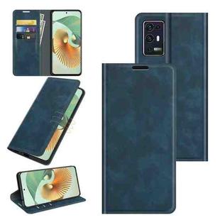 For ZTE Axon 30 Pro 5G Retro-skin Business Magnetic Suction Leather Case with Holder & Card Slots & Wallet(Dark Blue)