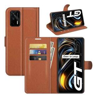 For OPPO Realme GT 5G / Realme Q3 Pro 5G Litchi Texture Horizontal Flip Protective Case with Holder & Card Slots & Wallet(Brown)