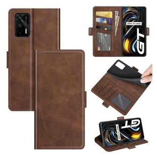For OPPO Realme GT 5G / Realme Q3 Pro 5G Dual-side Magnetic Buckle Horizontal Flip Leather Case with Holder & Card Slots & Wallet(Brown)