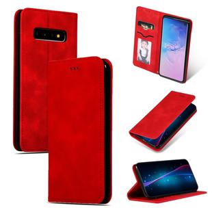Retro Skin Feel Business Magnetic Horizontal Flip Leather Case for Samsung Galaxy S10(Red)