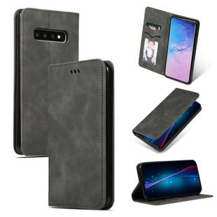 Retro Skin Feel Business Magnetic Horizontal Flip Leather Case for Samsung Galaxy S10(Dark Gray)