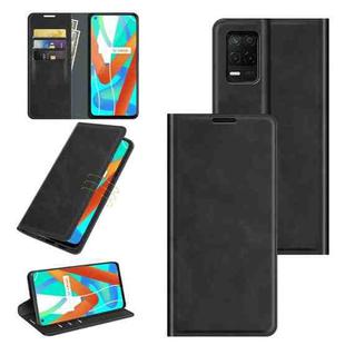 For OPPO Realme V13 5G / Realme 8 5G / Q3i 5G / Q3 5G Retro-skin Business Magnetic Suction Leather Case with Holder & Card Slots & Wallet(Black)