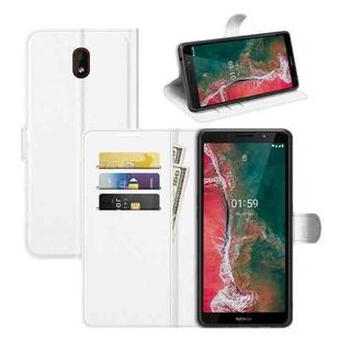 For Nokia C1 Plus Litchi Texture Horizontal Flip Protective Case with Holder & Card Slots & Wallet(White)