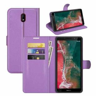For Nokia C1 Plus Litchi Texture Horizontal Flip Protective Case with Holder & Card Slots & Wallet(Purple)