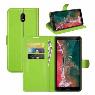 For Nokia C1 Plus Litchi Texture Horizontal Flip Protective Case with Holder & Card Slots & Wallet(Green)