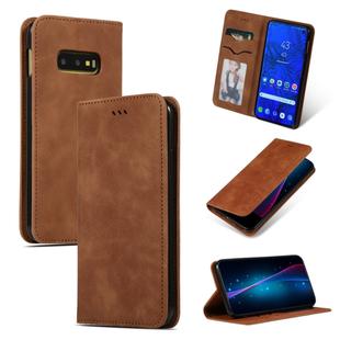 Retro Skin Feel Business Magnetic Horizontal Flip Leather Case for Samsung Galaxy S10 E(Brown)