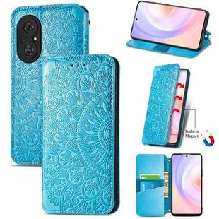 For Honor 50 SE Blooming Mandala Embossed Pattern Magnetic Horizontal Flip Leather Case with Holder & Card Slots & Wallet(Blue)