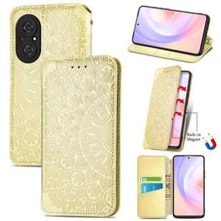 For Honor 50 SE Blooming Mandala Embossed Pattern Magnetic Horizontal Flip Leather Case with Holder & Card Slots & Wallet(Yellow)