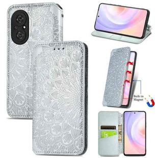 For Honor 50 SE Blooming Mandala Embossed Pattern Magnetic Horizontal Flip Leather Case with Holder & Card Slots & Wallet(Grey)