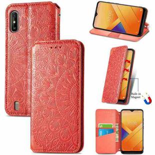 For Wiko Y81 Blooming Mandala Embossed Pattern Magnetic Horizontal Flip Leather Case with Holder & Card Slots & Wallet(Red)