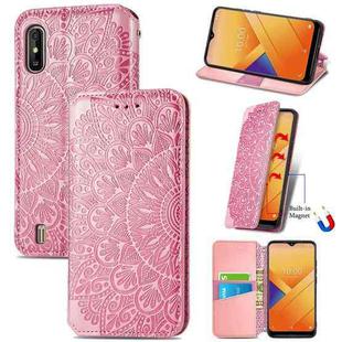 For Wiko Y81 Blooming Mandala Embossed Pattern Magnetic Horizontal Flip Leather Case with Holder & Card Slots & Wallet(Pink)