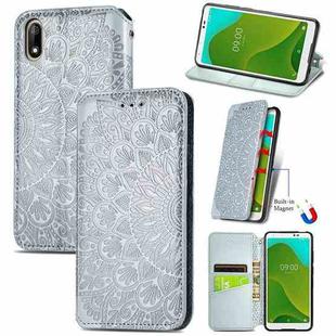 For Wiko Jerry 4 Blooming Mandala Embossed Pattern Magnetic Horizontal Flip Leather Case with Holder & Card Slots & Wallet(Grey)