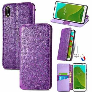For Wiko Jerry 4 Blooming Mandala Embossed Pattern Magnetic Horizontal Flip Leather Case with Holder & Card Slots & Wallet(Purple)