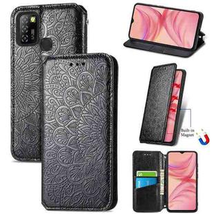 For Infinix Hot 10 Lite Blooming Mandala Embossed Pattern Magnetic Horizontal Flip Leather Case with Holder & Card Slots & Wallet(Black)