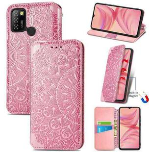For Infinix Hot 10 Lite Blooming Mandala Embossed Pattern Magnetic Horizontal Flip Leather Case with Holder & Card Slots & Wallet(Pink)