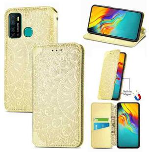 For Infinix Hot 9 Blooming Mandala Embossed Pattern Magnetic Horizontal Flip Leather Case with Holder & Card Slots & Wallet(Yellow)