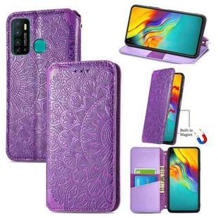 For Infinix Hot 9 Blooming Mandala Embossed Pattern Magnetic Horizontal Flip Leather Case with Holder & Card Slots & Wallet(Purple)