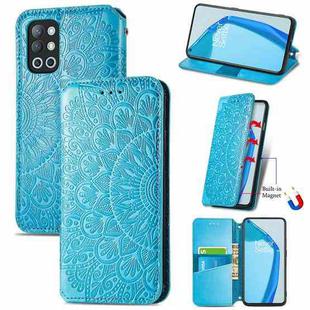 For OnePlus 9R Blooming Mandala Embossed Pattern Magnetic Horizontal Flip Leather Case with Holder & Card Slots & Wallet(Blue)