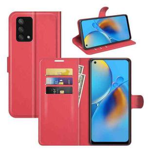 For OPPO F19 / A74 4G Litchi Texture Horizontal Flip Protective Case with Holder & Card Slots & Wallet(Red)