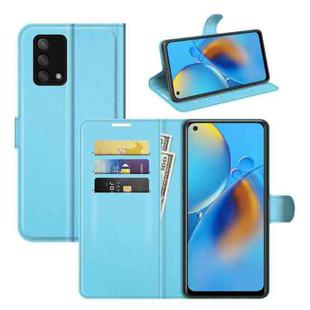 For OPPO F19 / A74 4G Litchi Texture Horizontal Flip Protective Case with Holder & Card Slots & Wallet(Blue)