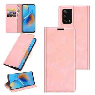 For OPPO F19 / A74 4G Retro-skin Business Magnetic Suction Leather Case with Holder & Card Slots & Wallet(Pink)