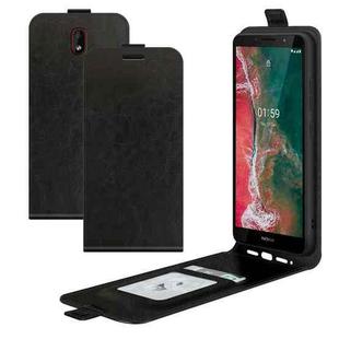 For Nokia C1 Plus R64 Texture Single Vertical Flip Leather Protective Case with Card Slots & Photo Frame(Black)