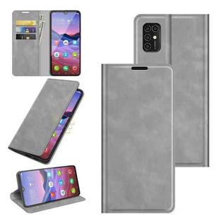 For ZTE Blade V2020 Smart Retro-skin Business Magnetic Suction Leather Case with Holder & Card Slots & Wallet(Grey)