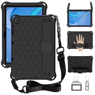 For Huawei MediaPad T10 9.7 / T10 10.1 Honeycomb Design EVA + PC Material Four Corner Anti Falling Protective Shell with Strap(Black+Black)