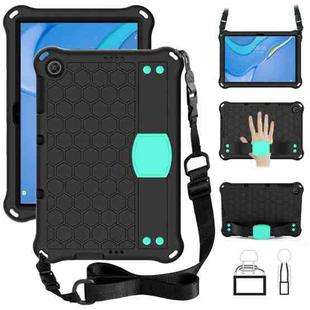 For Huawei MediaPad T10 9.7 / T10 10.1 Honeycomb Design EVA + PC Material Four Corner Anti Falling Protective Shell with Strap(Black+Aqua)