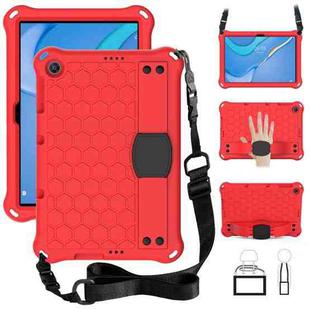 For Huawei MediaPad T10 9.7 / T10 10.1 Honeycomb Design EVA + PC Material Four Corner Anti Falling Protective Shell with Strap(Red+Black)