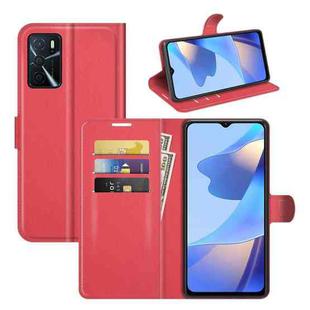 For OPPO A16 Litchi Texture Horizontal Flip Protective Case with Holder & Card Slots & Wallet(Red)