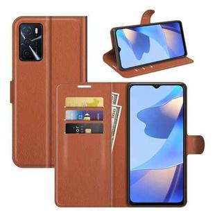 For OPPO A16 Litchi Texture Horizontal Flip Protective Case with Holder & Card Slots & Wallet(Brown)