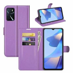 For OPPO A16 Litchi Texture Horizontal Flip Protective Case with Holder & Card Slots & Wallet(Purple)