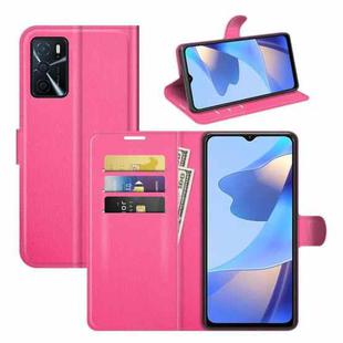 For OPPO A16 Litchi Texture Horizontal Flip Protective Case with Holder & Card Slots & Wallet(Rose red)