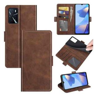 For OPPO A16 Dual-side Magnetic Buckle Horizontal Flip Leather Case with Holder & Card Slots & Wallet(Brown)
