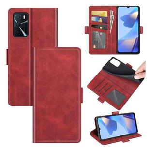 For OPPO A16 Dual-side Magnetic Buckle Horizontal Flip Leather Case with Holder & Card Slots & Wallet(Red)