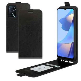 For OPPO A16 R64 Texture Single Horizontal Flip Protective Case with Holder & Card Slots & Wallet& Photo Frame(Black)