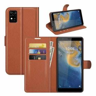 For ZTE Blade A31 Litchi Texture Horizontal Flip Protective Case with Holder & Card Slots & Wallet(Brown)
