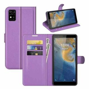 For ZTE Blade A31 Litchi Texture Horizontal Flip Protective Case with Holder & Card Slots & Wallet(Purple)